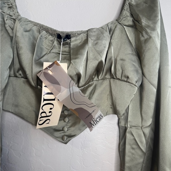 Micas Elegant Olive Green Women's Top - Picture 4 of 7